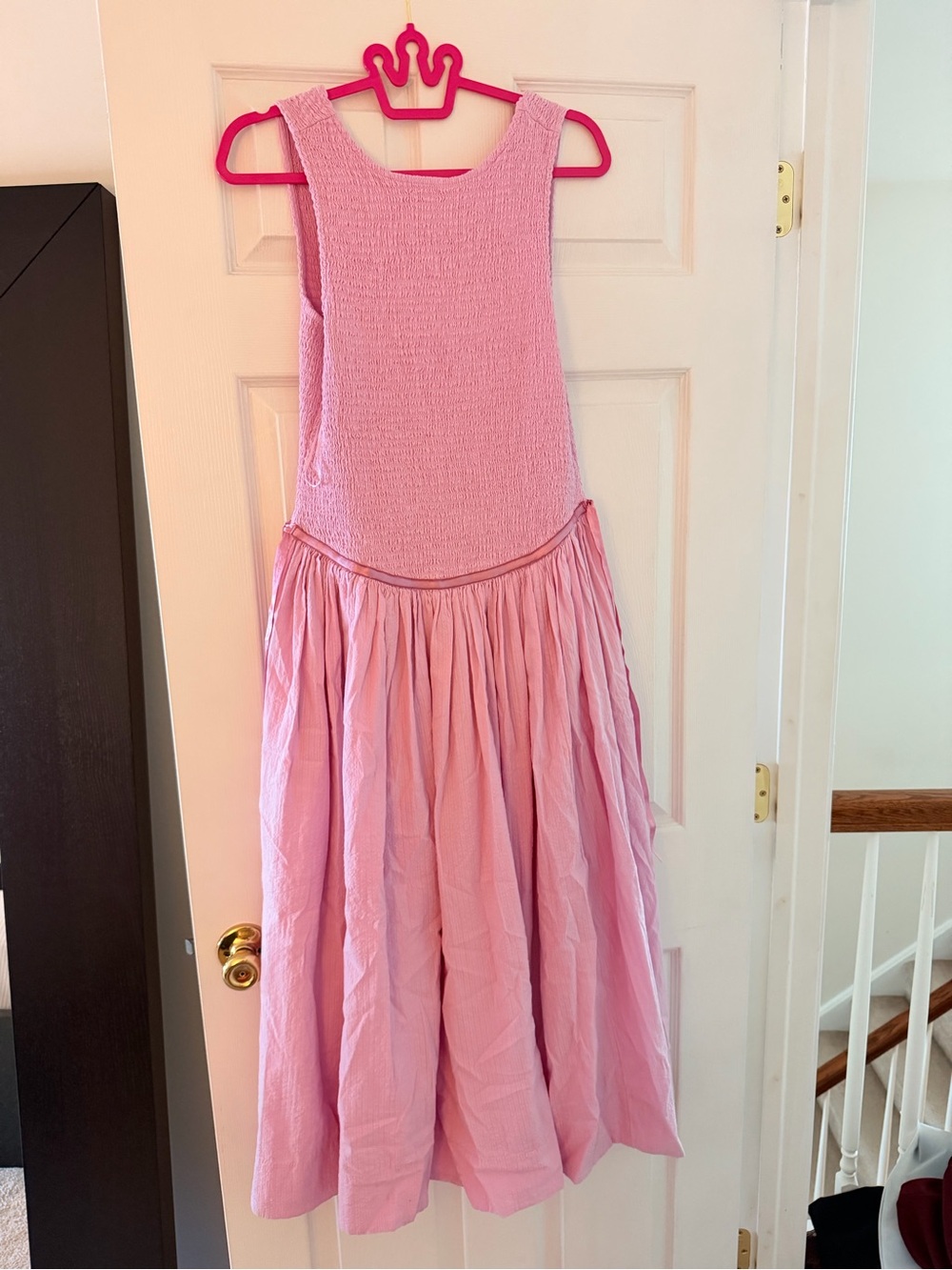 Free People nightingale Pink Textured Smocked Midi Dress - Picture 1 of 2
